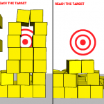 Stacker Screenshot, Yellow blocks pilling up to the target zone